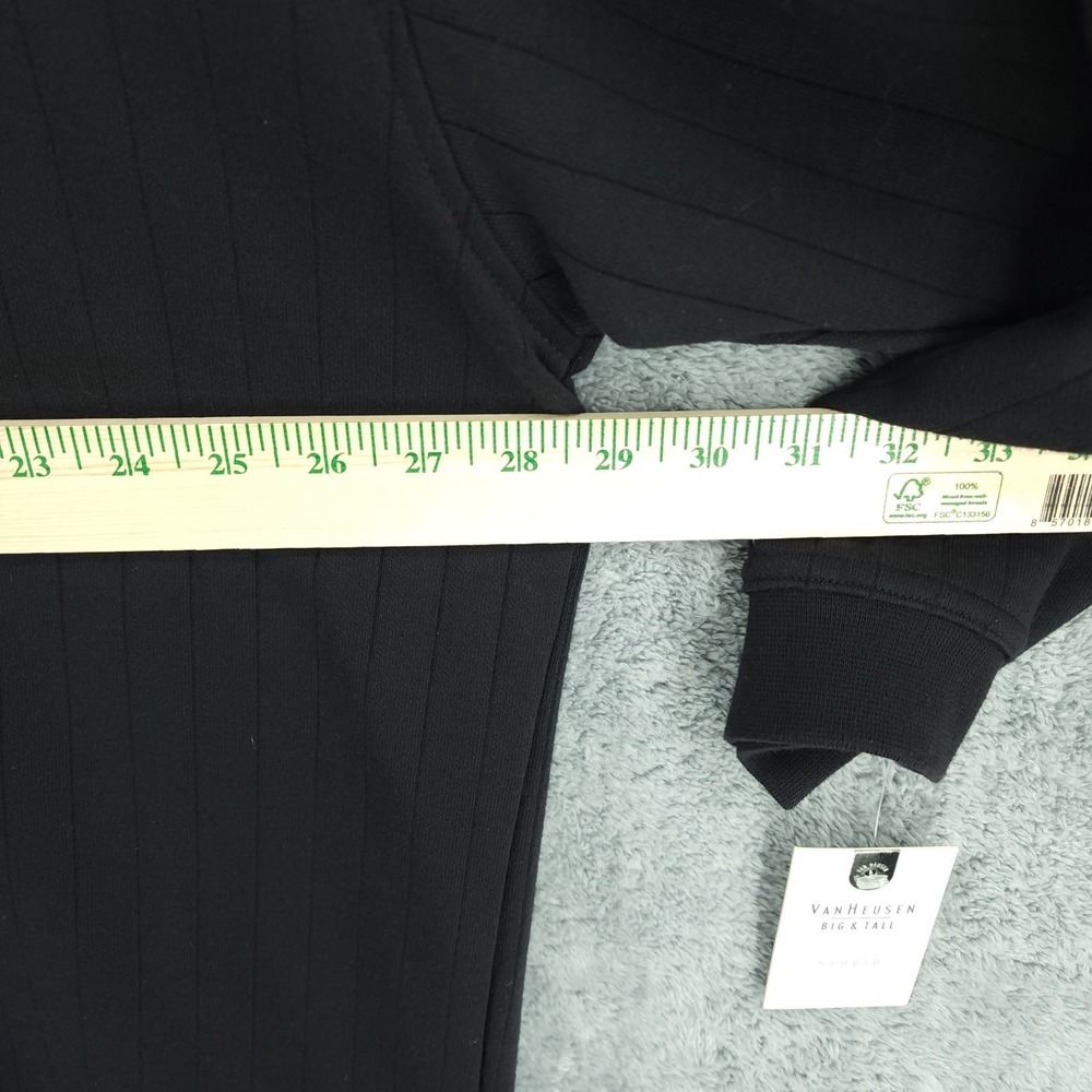 Van Heusen Sweater Mens 4XL Black Stripe Ribbed Studio Pullover Big & Tall - Picture 8 of 12